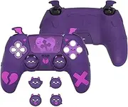 PlayVital Gothic Imp Series Cute Silicone Case for ps5 Controller with 4 Thumb Grips and 6 Stickers, Anti-Slip Silicone Skin Cover, Compatible with ps5 Charging Station, Purple