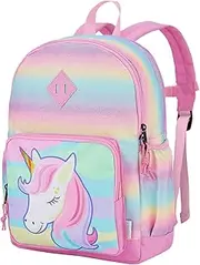 Backpack for Little Girls, VASCHY Cute Rainbow Lightweight Water Resistant Toddler Preschool Kindergarten Backpacks for Kids with Chest Strap