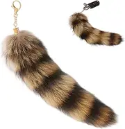 [AZIDWERYQ] Raccoon Tail Keychain, 12 Inch Long Soft Furry Therian Tail for Handbags Backpacks Charm Tassel Ornaments