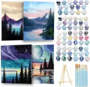 4 Pack Paint by Number for Adults Framed Canvas, DIY Arts and Crafts for Adults