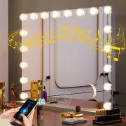 Crystal Lighted Hollywood Mirror Bluetooth Vanity Mirror with Lights for Makeup