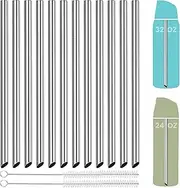 NiHome 12-Pack Stainless Steel Straws for Owala 24oz & 32oz Flip and FreeSip Bottles, Smooth Sipping Angled Tip, Reusable Metal Straws for Smoothies and Iced Drinks, BPA-Free with 2 Cleaning Brushes
