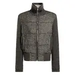[Dolce & Gabbana] Dolce & Gabbana Herringbone-pattern Ribbed-knit Bomber Jacket 50 IT GREY