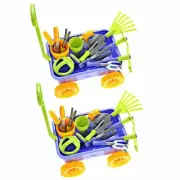 (2 Set) 15-Piece Gardening Tools & Wagon Toy Set for Kids, Toddlers by Dimple