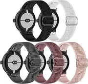 EverAct 5 Pack Stretchy Nylon Band Compatible With Google Pixel Watch, Elastic Adjustable Replacement Straps for Pixel Watch 3 41mm/2/1 for Women Men