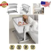 Adjustable Grey Bassinet Bedside Sleeper - Ideal for Newborns Up to 6