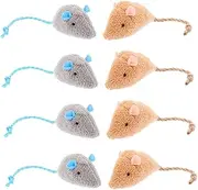 LIGHTAOTAO 8pcs Interactive Cat Mouse Realistic Plush Mice for Indoor Cats for Active Play Durable Safe Materials for Healthy Hunting Instincts