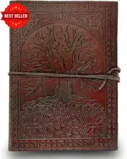 Handmade Leather Journal 10" Celtic Tree of Life Embossed Refillable Diary Noteb