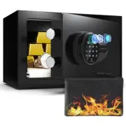 0.5 Cub Small Safe Box, Biometric Safe with Backlit Touch Screen Keyapd and M...