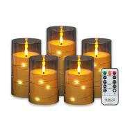 5-Piece Set LED Electronic Candle Acrylic High Simulation Glass Cup LED Swing Wax Plastic Copper Wire Lampwith Remote Co