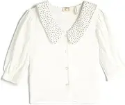 [Koton] Girls's Shirt Peter Pan Neck Polka Dot Detail Half Sleeve Viscose Fabric Blouse