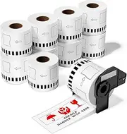 DK-2251 Continuous Length Labels - Compatible Label Brother DK 2251 Black/Red on White Paper Tape, 2.4" x 50 ft - Cut-to-Size, Use with Brother QL-800, QL-810W, QL-820NWB Printers, 10 Rolls + 1 Frame