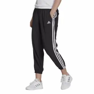 【adidas 愛迪達】運動長褲 Essentials Pants 女款 黑 三線 彈性 休閒 縮口 九分褲(GR9605)