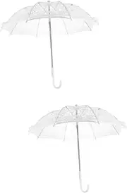 [CATIEBYE] 2pcs White Lace Umbrella Lace Umbrella for Goth Umbrella Lace Parasol for Children Photo Prop Macrame Decor Umbrellas for Rain Children White Parasol Decor Plastic