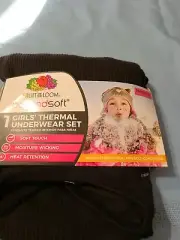 Friut Of The Loom Girls Thermal Underware Set Black size XS (4-5)