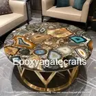 Wild Agate Coffee Table, Geode Agate Center Custom Table, Modern Furniture Decor