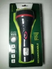 Go Green Rechargeable Flash Light W/12 Led & 3 Modes