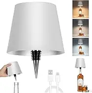 Zurligi Wireless Bottle Lamp, Wine Bottle Lights Head with Touch Dimming, 3 Color Temperatures Table Lamps, Rechargeable LED Lamp Shade for Home, Bar, Restaurants, Cafes, Bedrooms