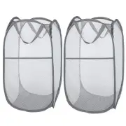 2 Pack Popup Mesh Laundry Baskets, Collapsible and Portable Clothes Washing L...