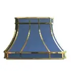Blue Grey Stainless Steel Custom Range Vent Hood kitchen Canopy with Brass Bands