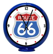 RWB Route 66 Car Sign, Blue Non-Lighted Gas Pump Globe Advertising Clock