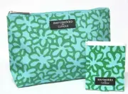 Clinique Marimekko TEAL Cosmetic Bag & Matching Mirror LIMIT EDITION NEW