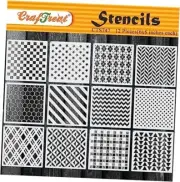 CrafTreat 12 Pieces Geometric Stencils for Painting Wall Geometric Set 12 Pcs