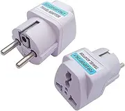 ANRANK UE3360AK 2 Packs Universal AU US UK to EU Europe Plug AC 250V Power Travel Adapter White