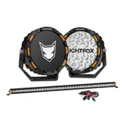 LIGHTFOX OSRAM 9" LED Driving Lights + 40" Single Row LED Light Bar + Wiring Kit