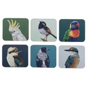 6PK Ashdene Hardboard/Cork 11cm Modern Birds Coaster Mat Table Protector Assort