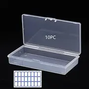 10 Pieces Rectangle Plastic Storage Containers Box with Closed Switch Hinged Cover Lid, 4.7"x2.4"x0.9" Sturdy Storage Boxs for Beads,Jewelry,Hardware Tools,Bait,Sewing Tools and More Small Items