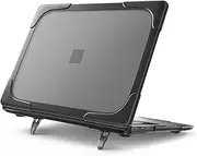Generic Compatible with Microsoft Surface Laptop 7 13.8 Inch 2024 (Model: 2036) Heavy Duty Case with Fold Kickstand - Shockproof Stylish & Durable Protective Cover (Black)