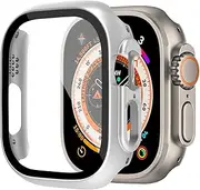 for Apple Watch Ultra 2/Ultra Case 49mm Screen Protector,PC Case with HD Tempered Glass Screen Protector,Waterproof Protective Cover for Apple Watch 49mm Case,Bumper for iwatch Ultra Case 49mm