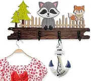 Midrean Wooden Colorful Cute Safari Animal Kids Coat Rack Wall Mount Children's Baby Room Clothes Entryway Towel Hooks