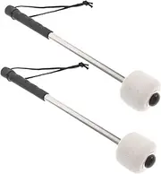 FRCOLOR 2Pcs Bass Drum Mallets with Stainless Steel Handle and Wool Felt Head Durable Percussion Sticks for Drummers and Bands Drum Accessories for Professional Use