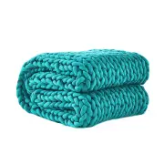 Dreamz Knitted Weighted Blanket Chunky Bulky Knit Throw Blanket 3KG Blue Green