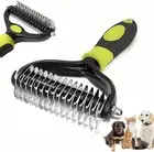 Dog Cat Grooming Brush, 2 Sided Pet Grooming Tool Undercoat Rake for Desheddi...