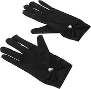 [VALICLUD] 1 Pair Elegant Short Satin Gloves with Pearl Accents for Weddings Formal Events and Dances Luxurious Bridal Accessories to Enhance Your Bridal Gown and Your Ensemble