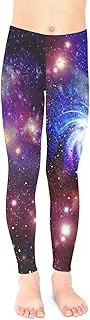 [PattyCandy] Galaxy Celestial Night Sky Pattern Unisex Little & Big Kids Long Stretch Leggings,Size:2-16
