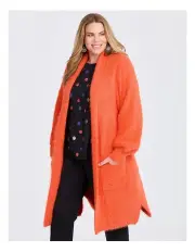 [Taking Shape] Fluffy Knit Cosy Cardigan Sorbet in Orange