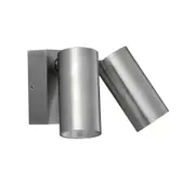 CLA LIGHTING Outdoor Wall Mounted Pillar Spot Light - 2 Heads - Adjustable - 8W Tri-CCT LED - Aluminium - 240V - Titanium