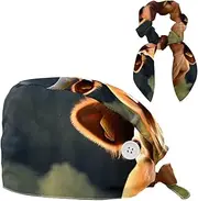 [YTYVAGT] Scrub Caps Women,Scrub Hats Suitable for Women,Animal Cow Brown Cattle Animal