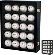 JackCubeDesign 20 Baseball Display Case Wall Mount Leather Cabinet Wood Shelf Sports Storage Acrylic Cover Rack with Protection 2 Knob(14.2 x 3.9 x 18 inches) - :MK104