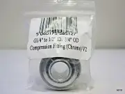 XSPC G1/4" to 1/2" ID, 3/4" OD Compression Fitting V2 for Soft Tubing Chrome