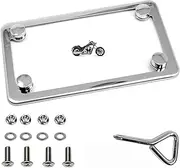 LFPartS Motorcycle Polished Stainless Steel License Plate Frame Slim Style