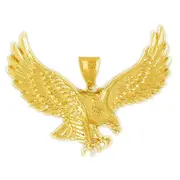 14K Gold Hunting Bald Eagle Pendant
