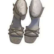 BADGLEY MISCHKA Frida Women’s Metallic Wedge Silver Platform Heels Size8.5 NEW