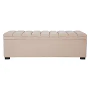 Luxe Living Soho Storage Bench Ottoman in Off White Linen