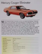 Mercury Cougar Eliminator Picture Out of Print Spec Article Sheet Wall Art Decor