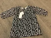 PUMPKIN PATCH smock dress long sleeves blue white print BNWT size 12-18mths